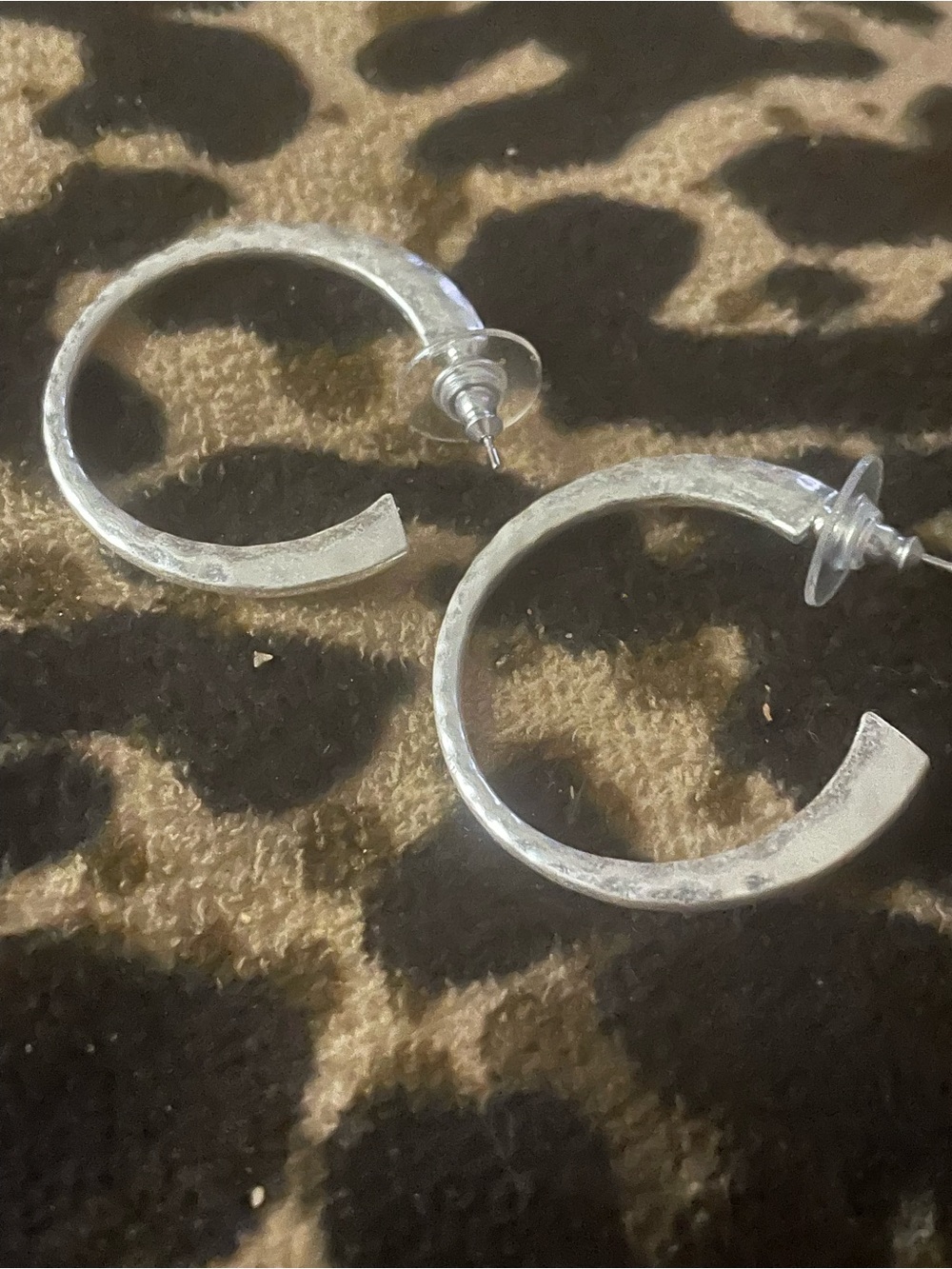 Silver Hammered Hoop Earrings - Classic Silver Hoop New” - Picture 4 of 4
